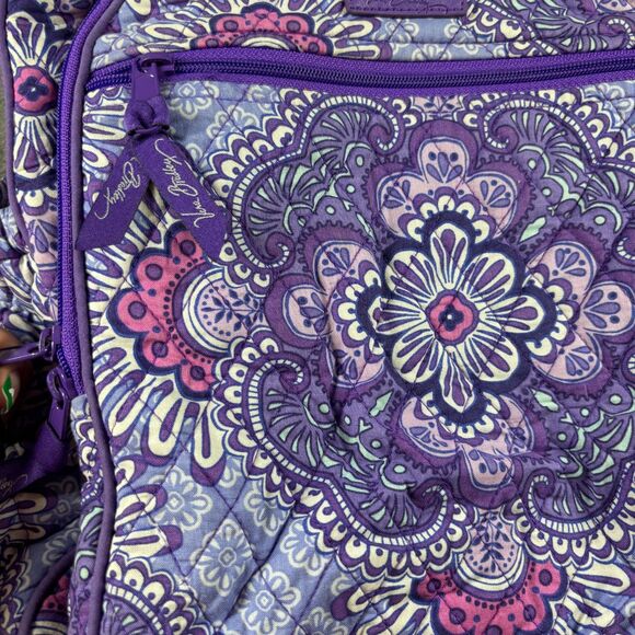 Vera Bradley Campus Tech Backpack Purple Tapestry Bag Bookbag Retired Full Size - Picture 2 of 11